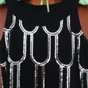 B. Smart black and silver sheath dress